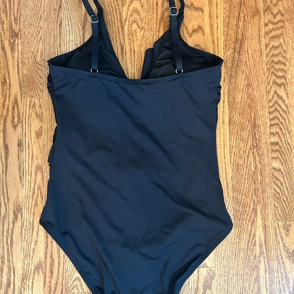 Tribal Sport One Piece Swimsuit Black with Ruffles Women's Size Small - Picture 3 of 4